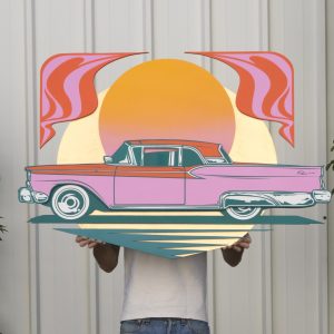 création sur bois voiture vintage